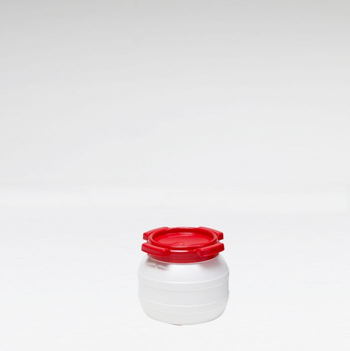 Kunststof wijdmondsvat, ø198x175 mm, 3,6 l. vat wit deksel rood