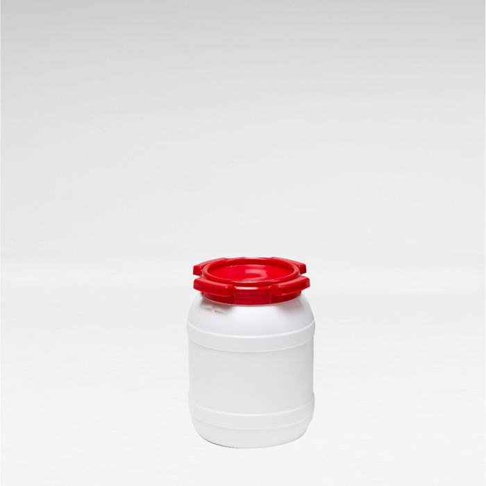 Kunststof wijdmondvat, 198x266 mm, 6,4 liter, vat wit deksel rood