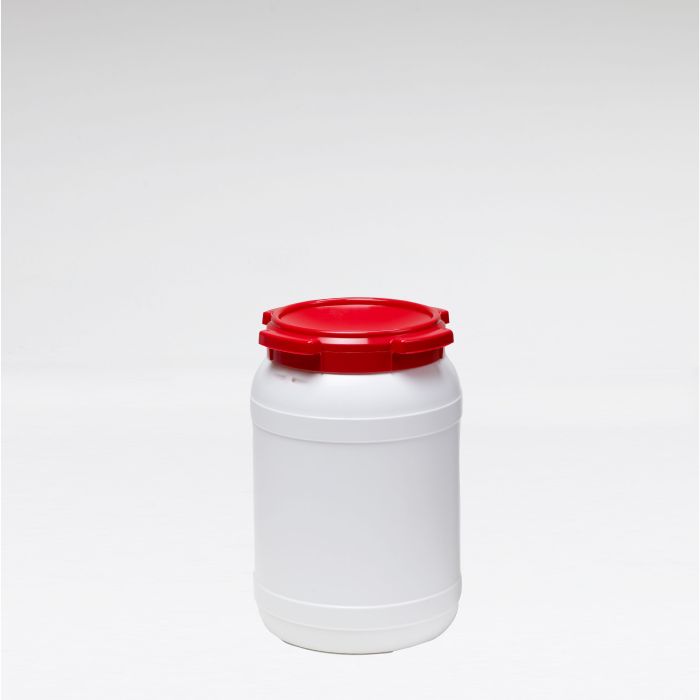 Kunststof wijdmondvat, 274x400 mm, 20 liter, vat wit deksel rood