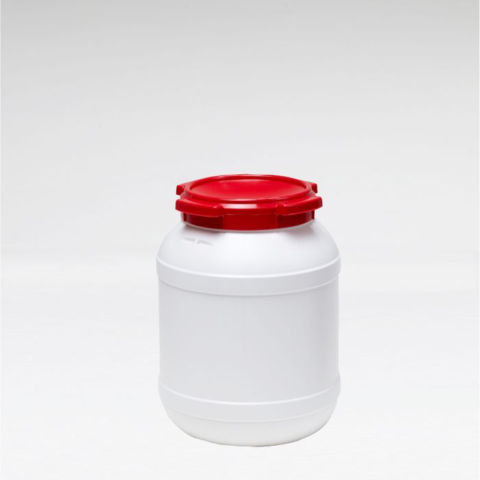 Kunststof wijdmondvat, 316x424 mm, 26 liter, vat wit deksel rood