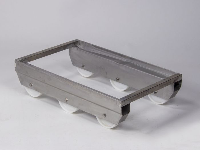 Kantelonderstel op 6 wielen 655x410x170 mm RVS