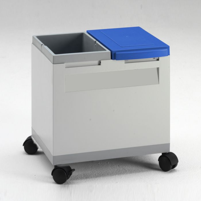 Office waste bin on wheels 400x300x350 mm grey/blue