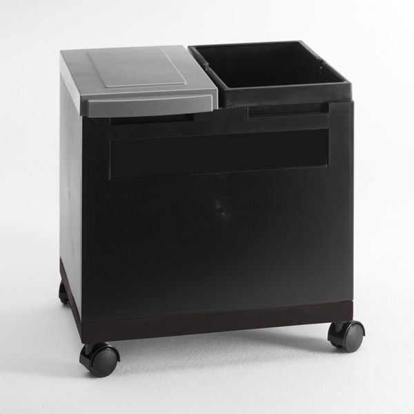 Office waste bin on wheels 400x300x350 mm black/grey