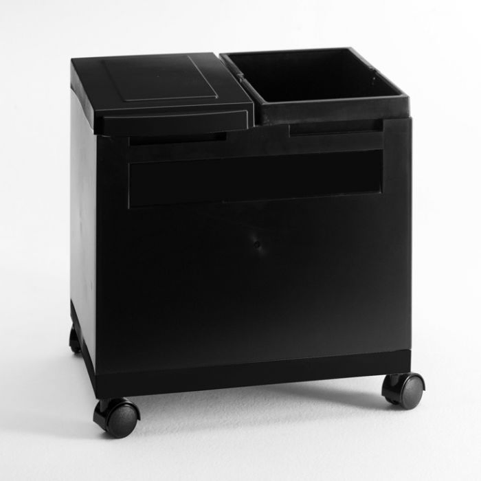 Office waste bin on wheels 400x300x350 mm black/black