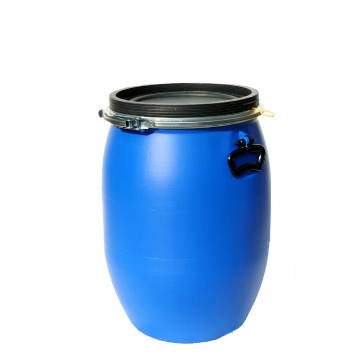 Plastic dekselvat 60 liter, met zwart deksel, gereconditioneerd