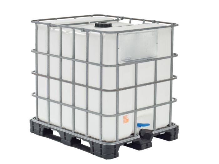 Kunststof IBC-container 1200x1000x1170 mm, 1055 liter, op pallet, wit