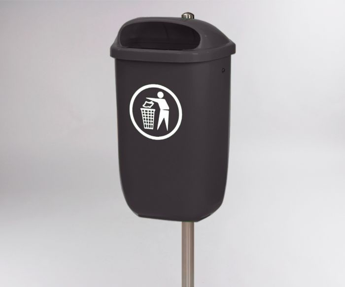 City waste bin 50 l. 430x345x750 mm, grey
