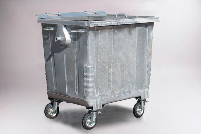 Wheelie bin 1100L with steel lid, 1370x970x1430 mm