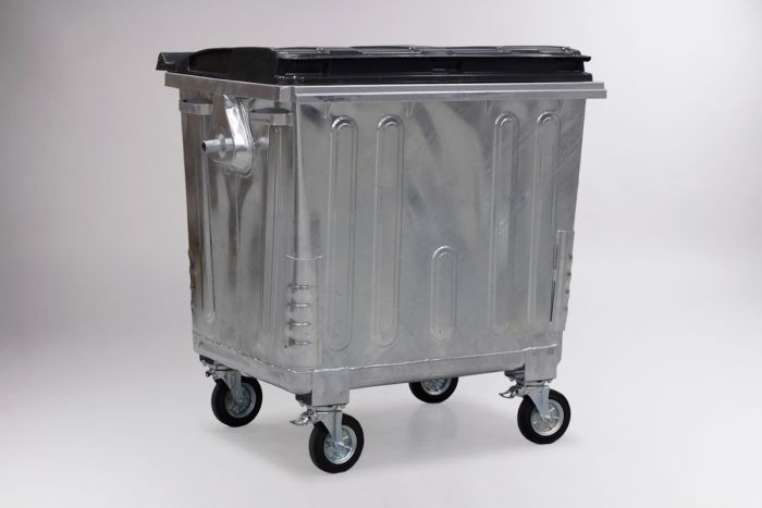 Metalen afvalcontainer 1100 liter, met kunststof deksel