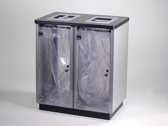 2-fractie afvalscheidingsmeubel op sokkel 2x 60 liter