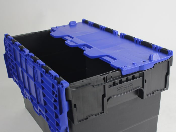 Attached lid container 55L 600x400x320 mm black/blue