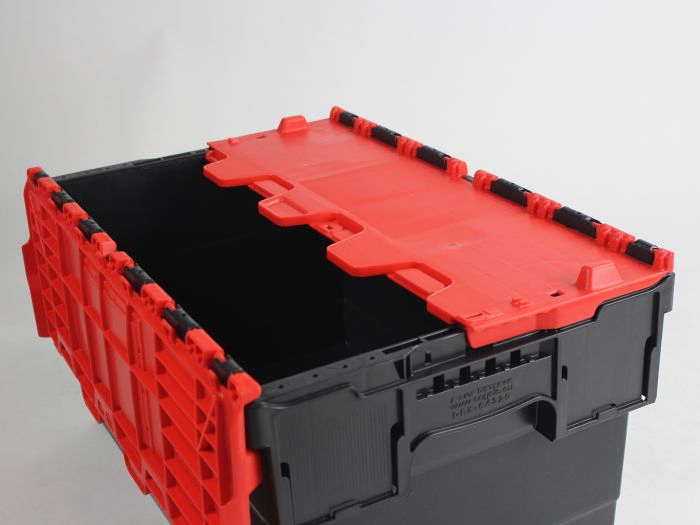 Attached lid container 72L 600x400x416 mm black/red