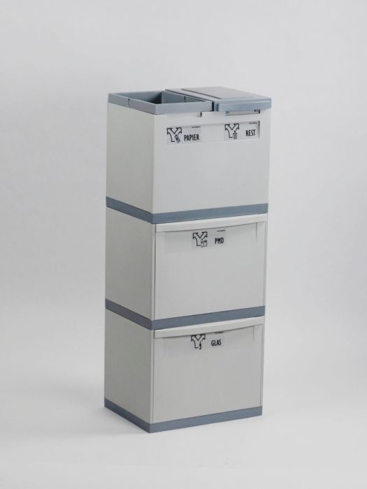 Waste collection module grey 90L  4-fractions 400x300x1050 mm