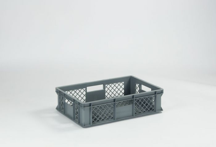 Perforated euro container 29L 600x400x150 mm, grey