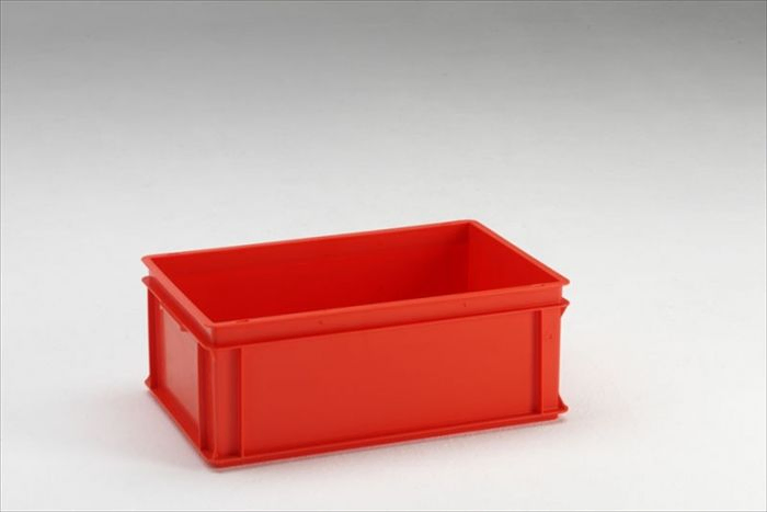 Normbox stackable bin 600x400x220 mm, 40L with closed grips, red Virgin PP
