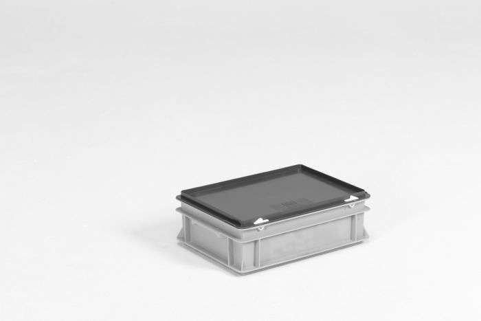 E-line kunststof kist 400x300x135 mm, 10 liter, met afsluitbaar deksel