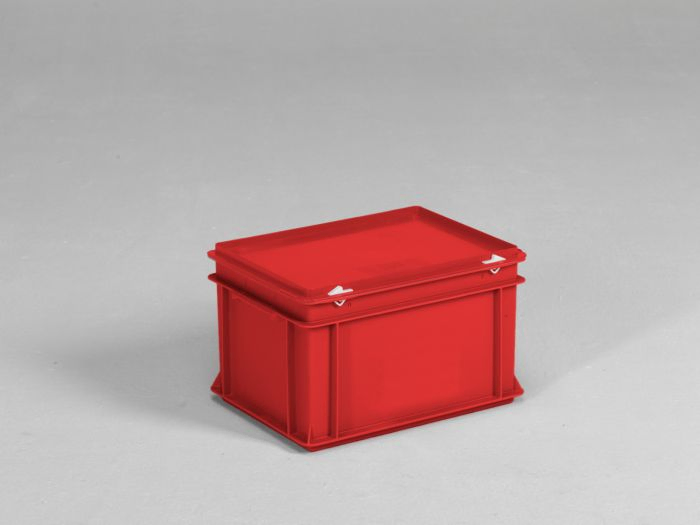 Stacking container 400x300x235 mm, 20L with lid, red