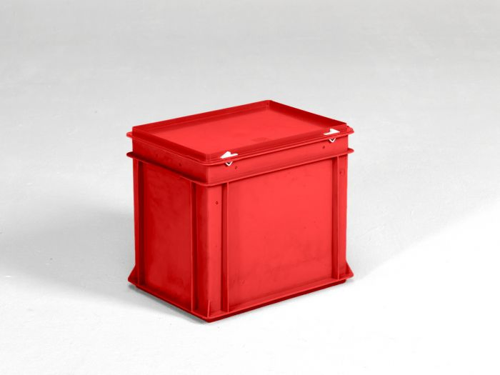 Stacking container 400x300x340 mm, 30L with lid, red