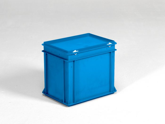 Stacking container 400x300x340 mm, 30L with lid, blue