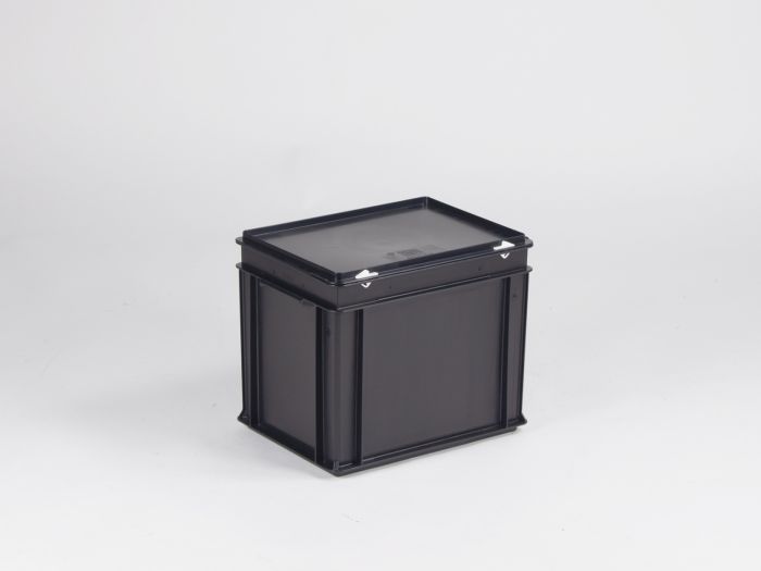 Kunststof kist 30 liter, met afsluitbaar deksel, ESD