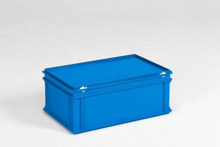 Kunststof kist 40 liter met afsluitbaar deksel blauw