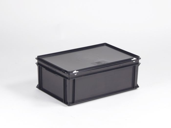 Kunststof kist 40 liter, met afsluitbaar deksel, ESD