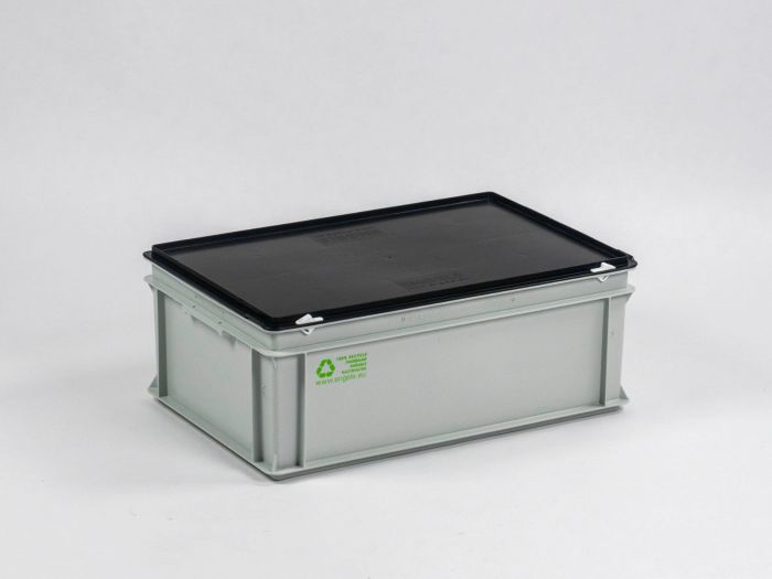 Stacking container 600x400x235 mm, 40L with black lid
