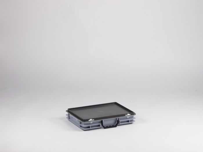Euroline stackable plastic case, 400x300x80 mm, 6L with one handle PP virgin grey