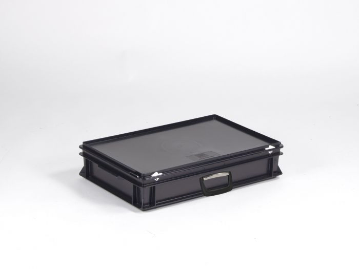 Euroline stackable ESD conductive case, 600x400x135 mm, 20L with one handle