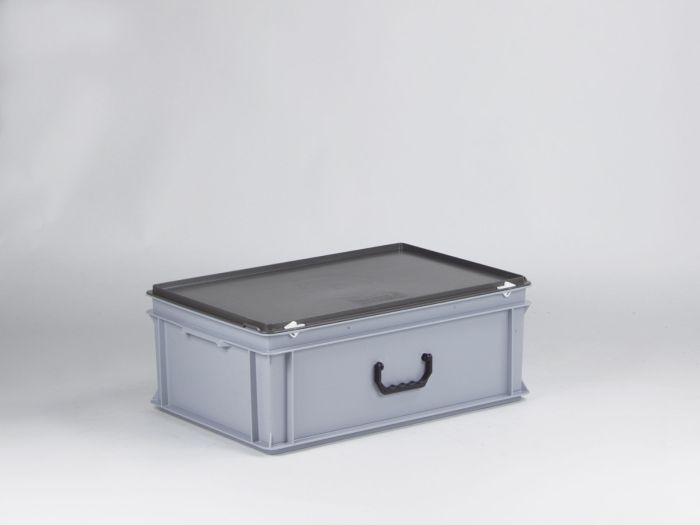 E-line kunststof koffer 600x400x235 mm met 1 greep, 40 liter, PP regeneraat