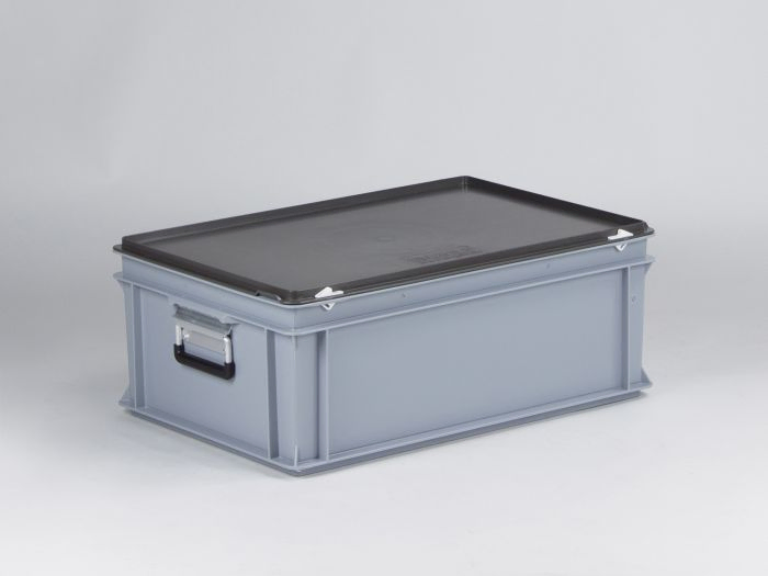 Euroline stackable plastic case, 600x400x235 mm, 40L with two reinforced handles PP grey