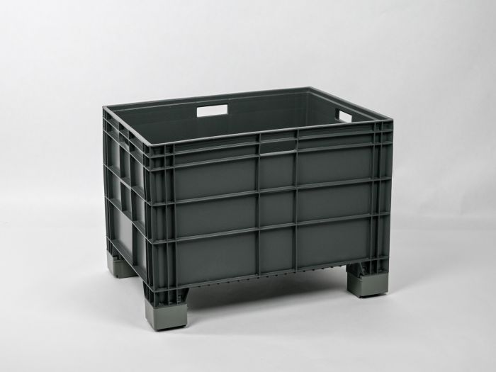 Euronorm grootvolume bak 800x600x580 mm 186 liter, op 4 verhoogde poten, donkergrijs
