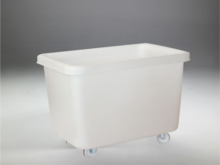 hygiëne grootvolumebak 304L, 970 x 670 x 710 mm, 4 wielen, wit