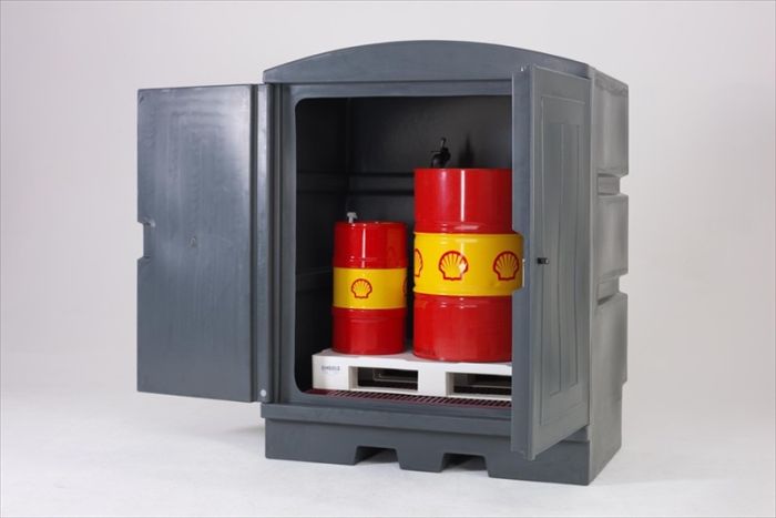 Opslagkast 1500x1040x1900 mm, met deuren en slot, donkergrijs