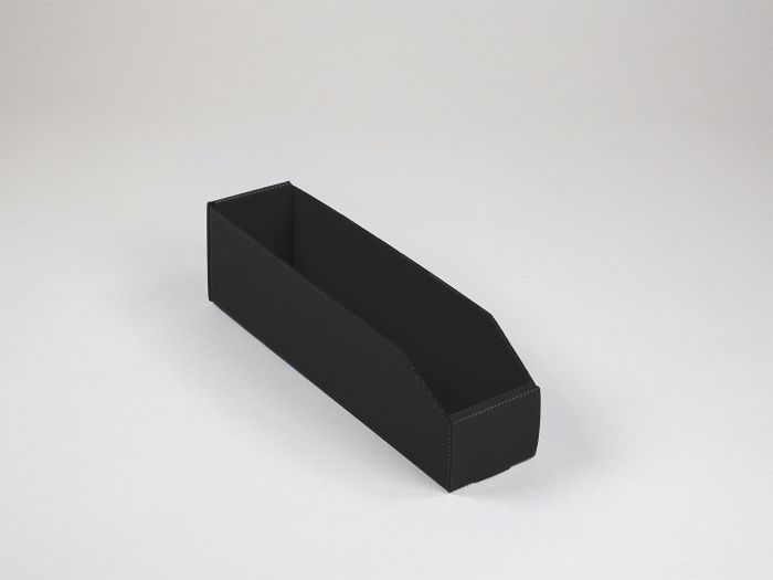 Kanaalplaat magazijnbak 380x90x105/70 mm, zwart per doos/25 stuks