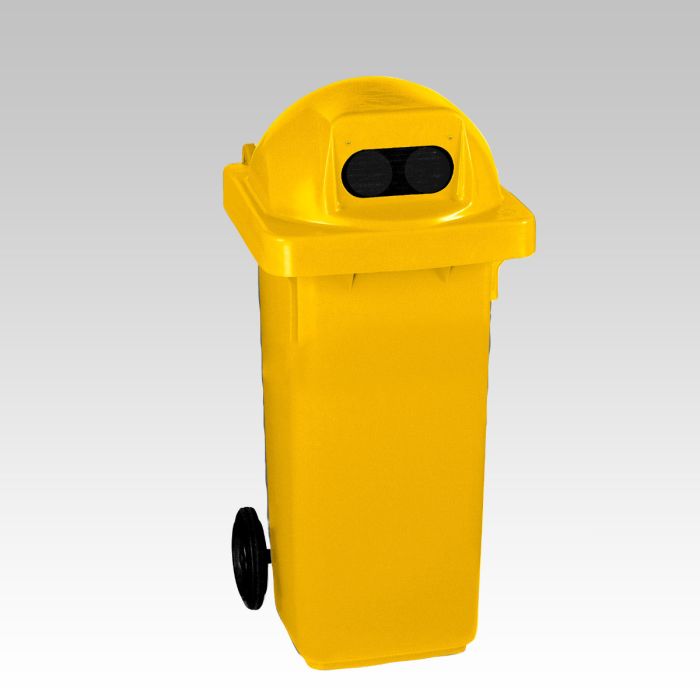 Afvalcontainer, 500x580x1080 mm 120 liter, boldeksel met 2 gaten kleur geel