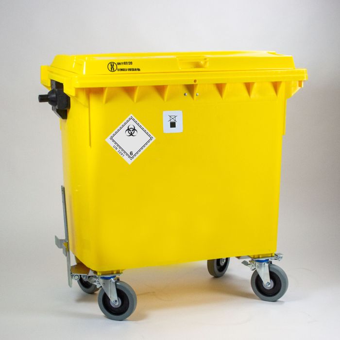 Afvalcontainer 770 liter, UN gekeurd. 1371x 779x 1316 mm, geel