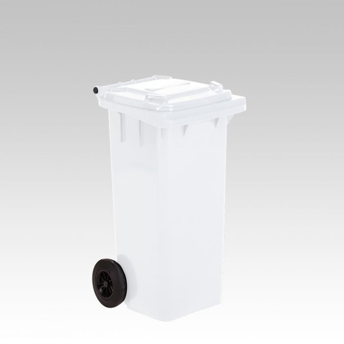 2-wiel afvalcontainer, 480x550x940 mm, 120 l. met deksel, wit