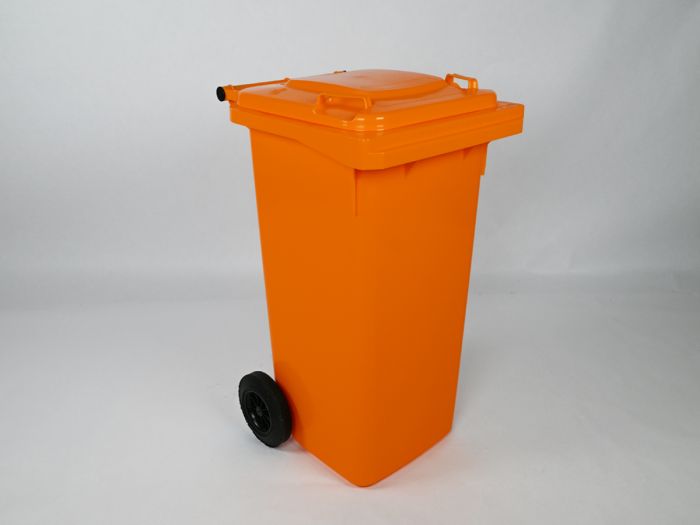 Afvalcontainer 140 liter, oranje met deksel
