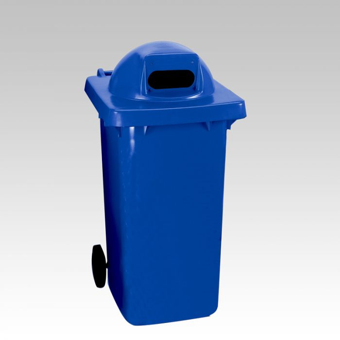 Wheelie bin, 240 L, with round cover and 1 hole, blue