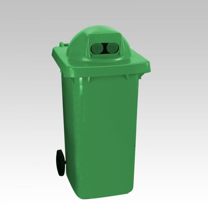 Wheelie bin 240 l., with round cover and 2 holes, green