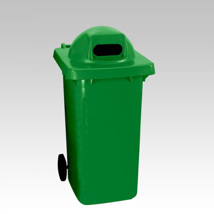 Wheelie bin, 240 L, with round cover and 1 hole, green