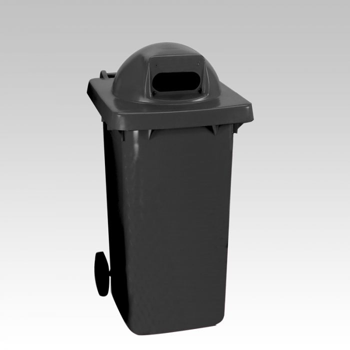Wheelie bin, 240 L, with round cover and 1 hole, grey