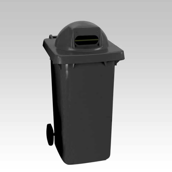 Grijze afvalcontainer 240 liter met papiersleuf