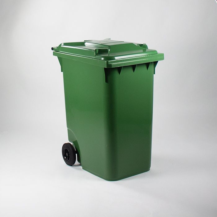 Afvalcontainer 360 liter, groen met deksel