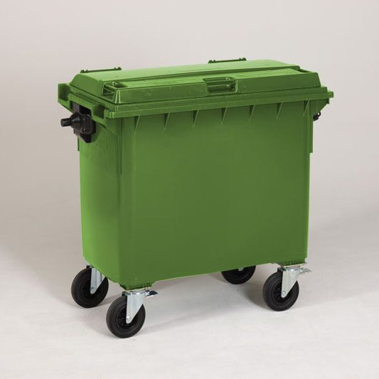 4-wiel container, 1210x765x1210 mm, 660 l. met deksel, groen