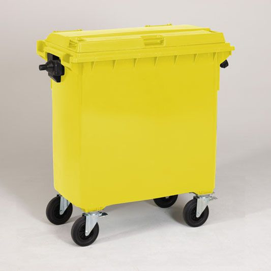 4-wiel container, 1371x779x1316 mm, 770 l. met deksel, geel