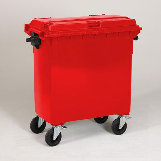 4-wiel container, 1371x779x1316 mm, 770 l. met deksel, rood