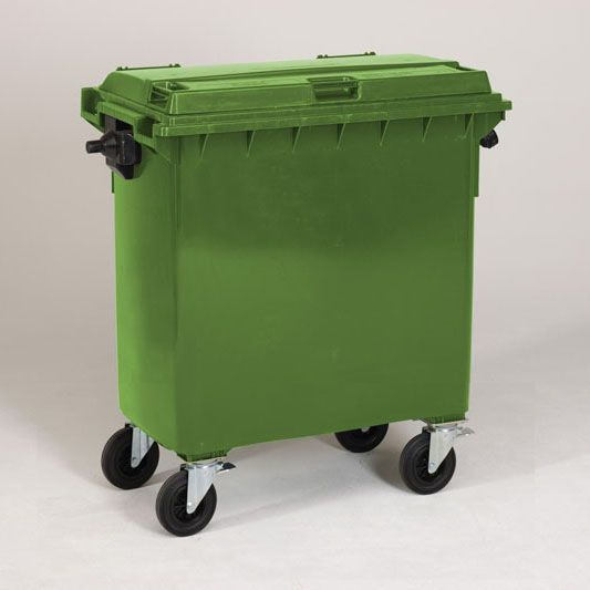 4-wiel container, 1371x779x1316 mm, 770 l. met deksel, groen