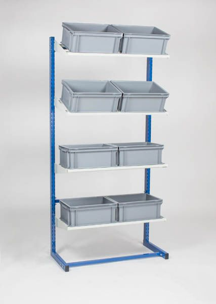 Single rack, one-sided incl. 8 stackable bins